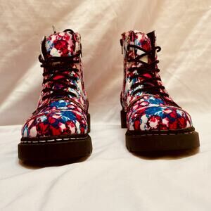 Tuk Floral Boots Anarchic New Womens Size 6 Goth Emo Combat Platform Ankle Boots